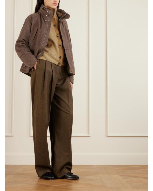 Loro Piana Natural Parksville Suede-Trimmed Cashmere Cardigan