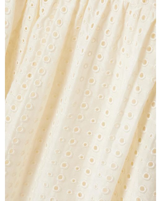Ulla Johnson Natural Gabi Minikleid Aus Einer Baumwoll-Seidenmischung Mit Lochstickerei Und Tüllbesätzen