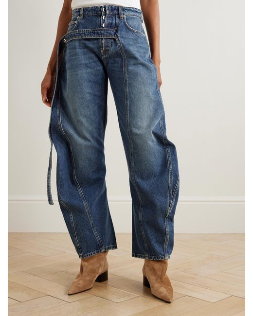 Jean Paul Gaultier Blue Hoch Sitzende Jeans Mit Weitem Bein Und Riemen