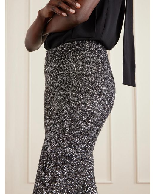 Valentino Garavani Gray Sequined Knitted Straight-Leg Pants