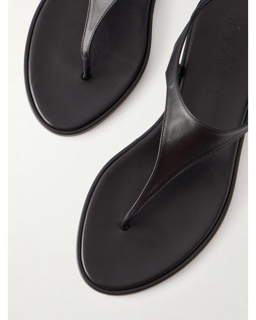 Aeyde Black Raine Leather Thong Sandals