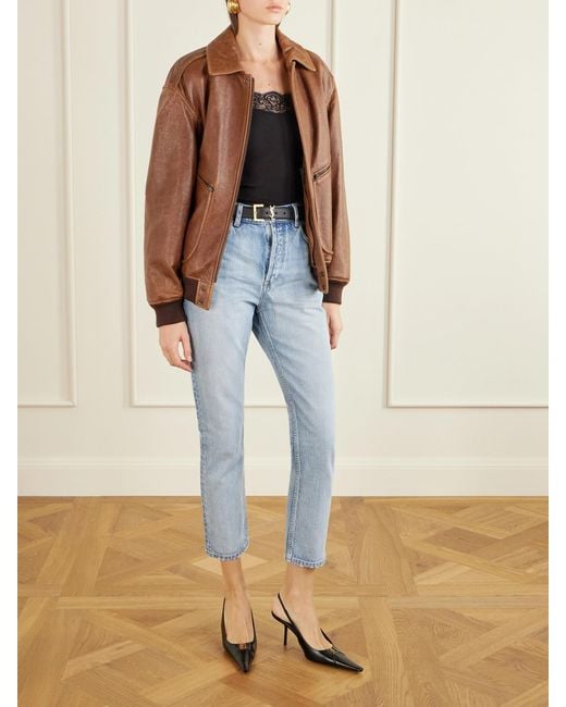 Saint Laurent Blue High-Rise Slim-Leg Jeans