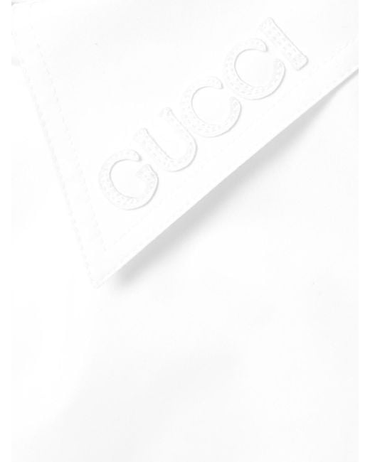 Gucci White Oversized-Hemd Aus Baumwollpopeline Mit Applikation