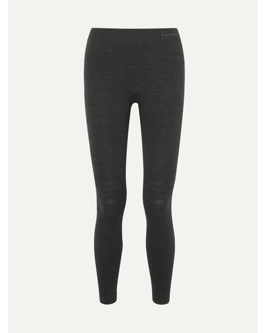 Falke Black Technical Stretch Wool-Blend Leggings