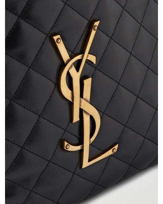 Saint Laurent Black Icare Medium Matelassé Leather Tote