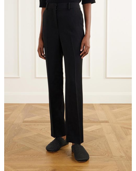 Theory Black Crepe Straight-Leg Pants