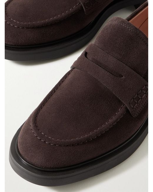 Gianvito Rossi Brown Harris 20 Suede Loafers