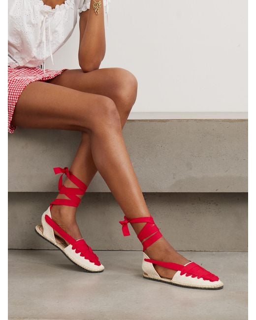 Loeffler Randall Red Wilson Lace-Up Canvas Espadrilles
