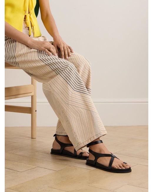 A.Emery Black Jalen Slim Leather Sandals