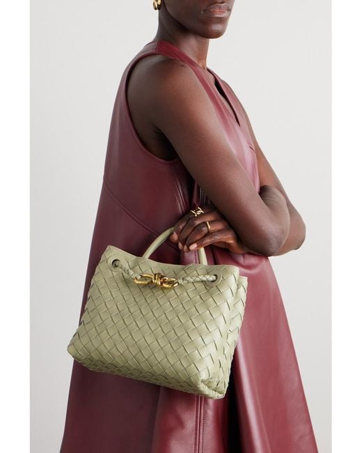 Bottega Veneta Green Andiamo Small Intrecciato Leather Tote