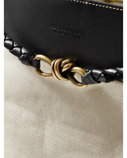 Bottega Veneta Black Andiamo Large Embellished Leather-Trimmed Canvas Tote