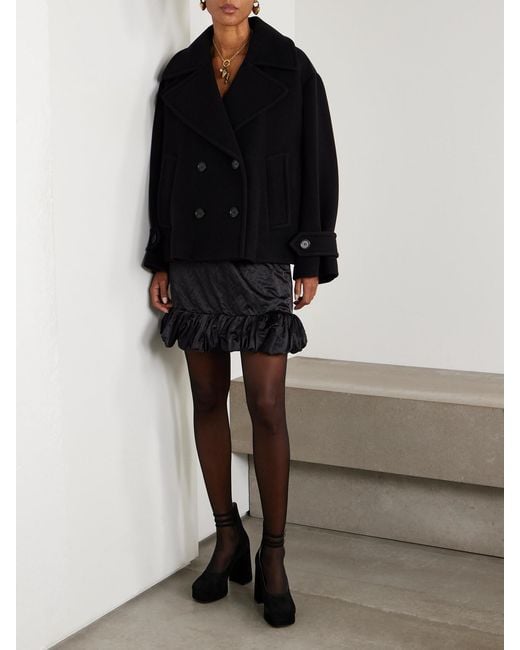 Chloé Black Overszied Double-Breasted Wool-Blend Coat