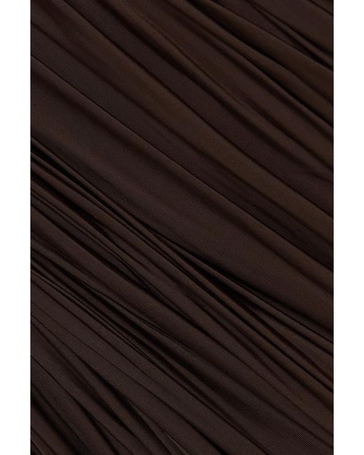 Alex Perry Brown Knox Off-The-Shoulder Cutout Stretch-Jersey Midi Dress