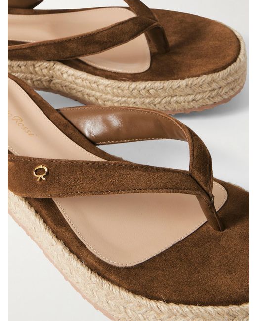 Tongs Plates-Formes Façon Espadrilles En Daim À Ornements Gianvito Rossi en coloris Brown