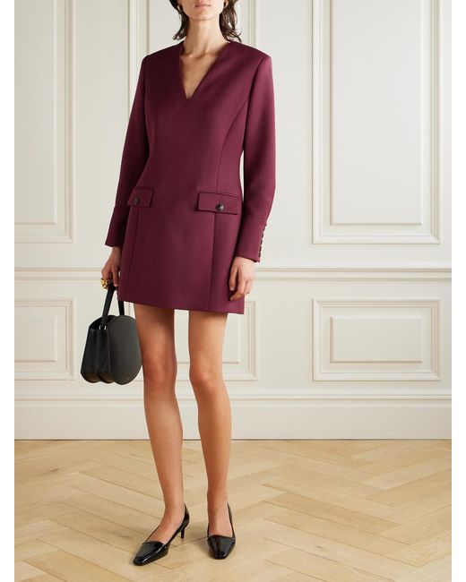 Veronica de Piante Purple Elsie Grain De Poudre Wool Mini Dress