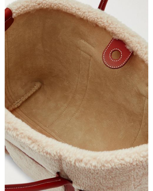 Loro Piana Natural Ghiera Small Leather-Trimmed Cashmere And Silk-Blend Fleece Tote