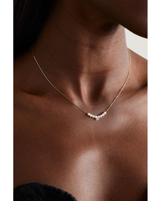 Mizuki Natural 14-Karat, Pearl And Diamond Necklace
