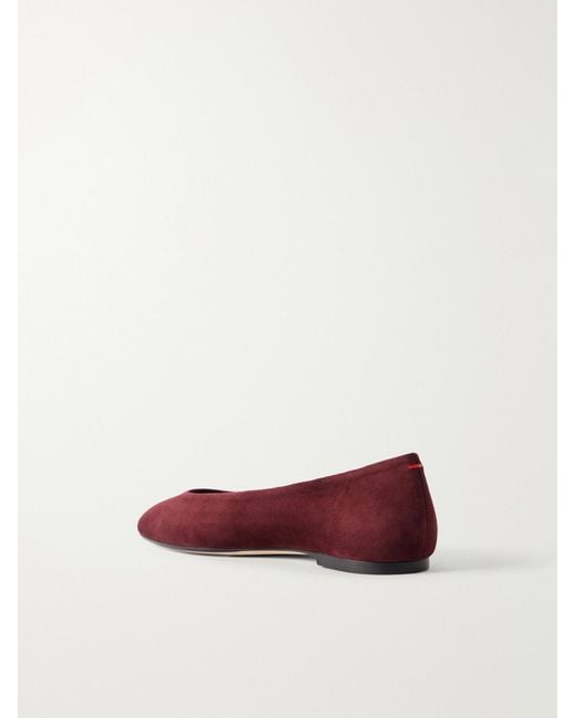 Aeyde Red Ellie Suede Ballet Flats