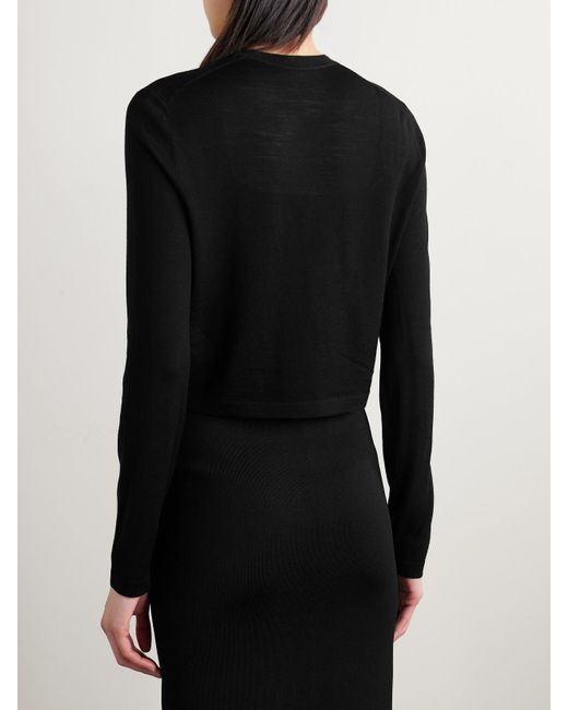 Khaite Black Brieta Merino Wool Cardigan