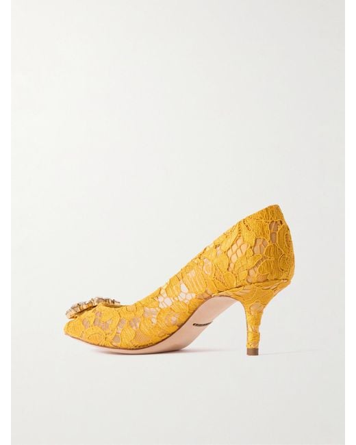 Dolce & Gabbana Metallic Bellucci Crystal-Embellished Corded Lace Pumps