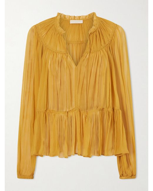 Ulla Johnson Yellow Leandra Silk-Crepon Blouse