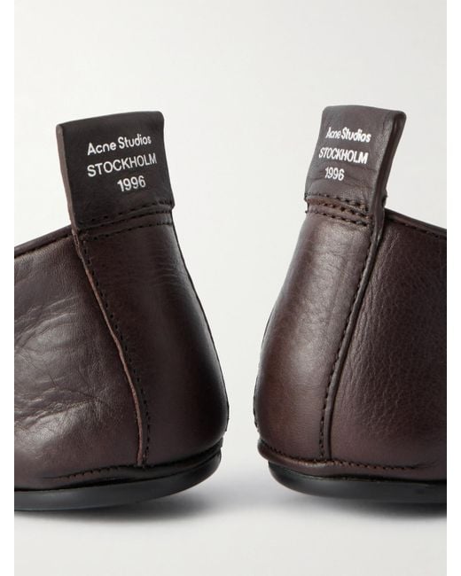 Mocassins En Cuir Texturé Acne en coloris White