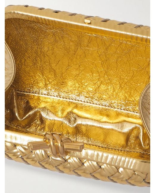 Bottega Veneta Knot Padded Intrecciato Metallic Leather Clutch