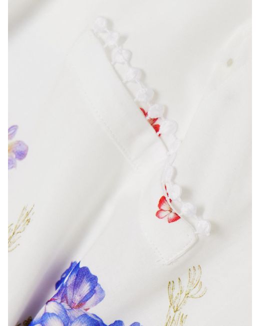 Short En Voile De Coton Mélangé À Imprimé Fleuri Et À Finitions En Dentelle Guipure Pansy Charo Ruiz en coloris White