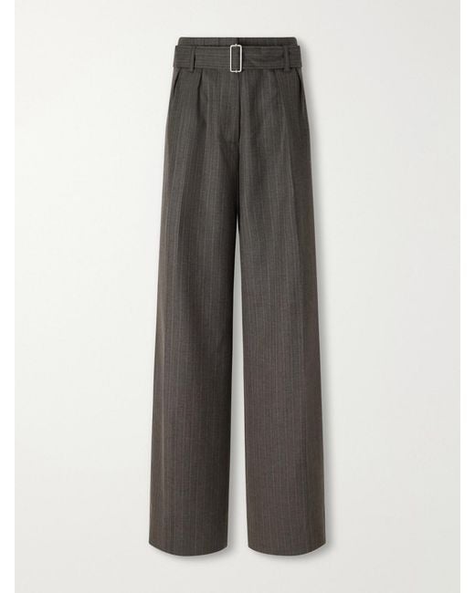 Our Legacy Gray Soar Belted Cotton And Wool-Blend Wide-Leg Pants