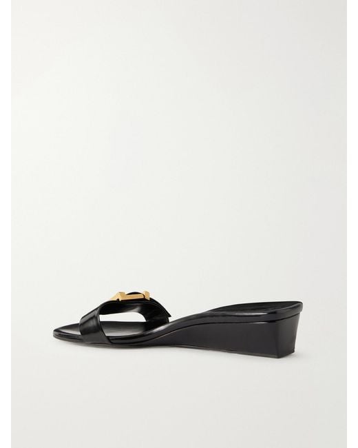 Khaite Black Manhattan Buckled Leather Sandals