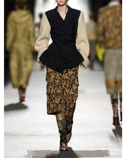 Dries Van Noten Black Ribbed Wool And Cashmere-Blend Trimmed Wool-Twill Jacket
