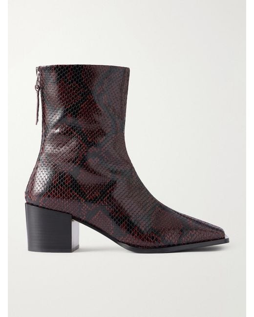 Aeyde Brown Amina Sneak-Effect Leather Ankle Boots