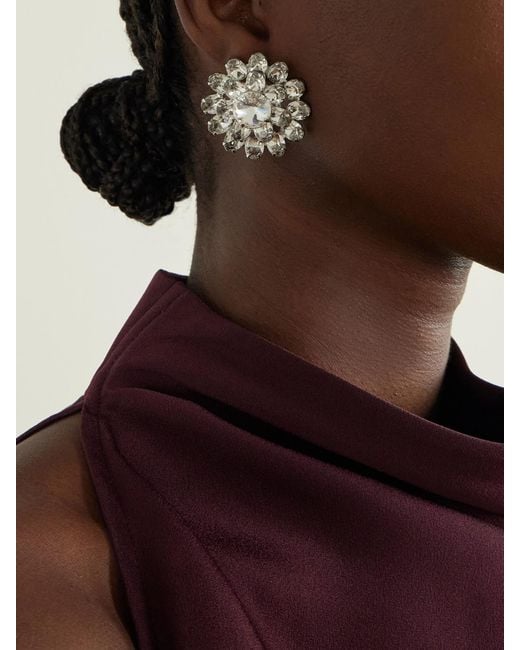 Jennifer Behr White Neve Crystal-Embellished-Tone Earrings