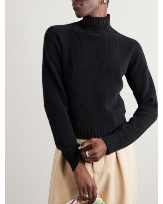 The Elder Statesman Black Cashmere Turtleneck Sweater