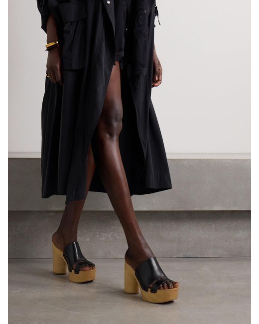 Isabel Marant Natural Hyun Leather Platform Mules