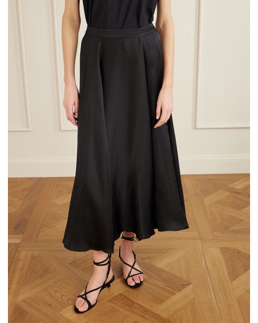 Anine Bing Black Christina Silk-Blend Satin Midi Skirt