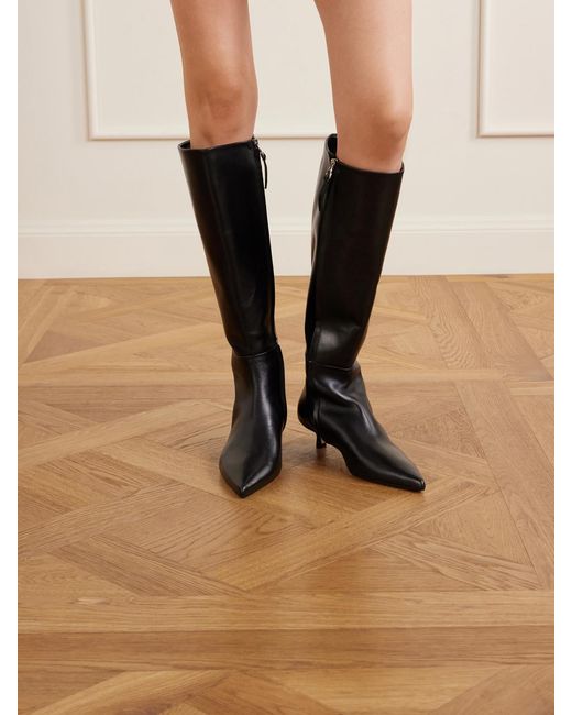 Aeyde Black Sabrina 35 Leather Knee-High Boots