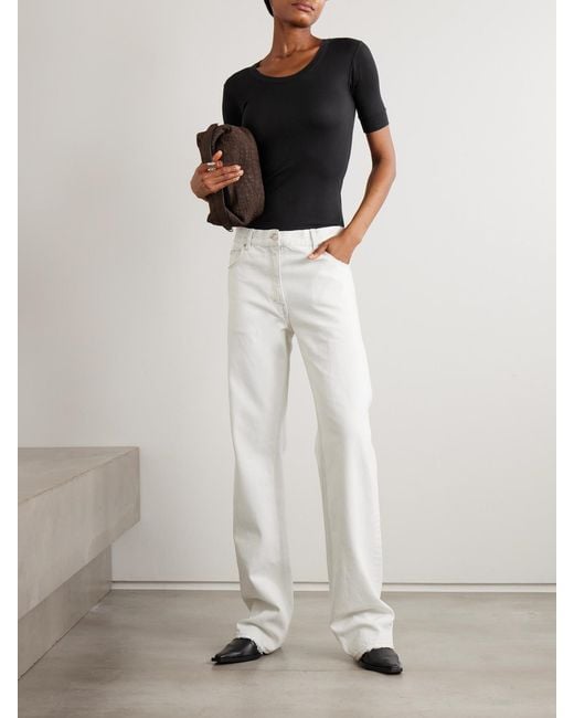 Calvin Klein Black Aubriella Ribbed Stretch Organic Cotton-Jersey T-Shirt