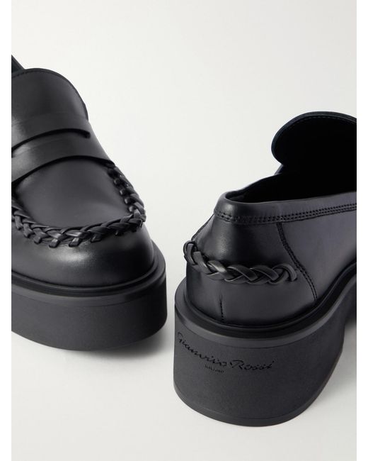 Gianvito Rossi Black Yuna Braided Leather Loafers