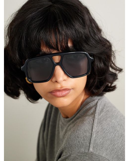Loewe Black Aviator-Style Acetate Sunglasses