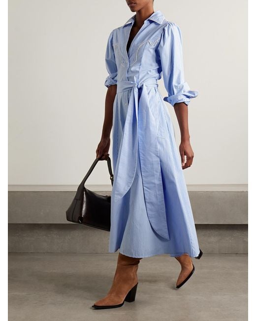 embroidered belted shirt dress Elegant Black Shirt Dress for Women main image 1