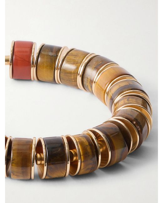 Roxanne Assoulin Pink The Stone Slide-Tone And Tiger's Eye Beaded Bracelet