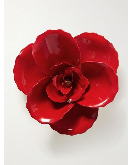 Jennifer Behr Red Chaya-Plated And Enamel Brooch