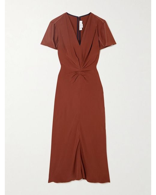 Victoria Beckham Gathered Jersey Midi Dress