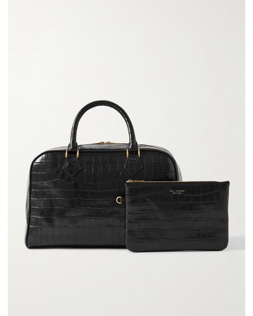 Nili Lotan Black Jaclyn Croc-Effect Leather Tote
