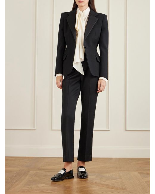 Givenchy Natural Pussy-Bow Draped Silk Blouse
