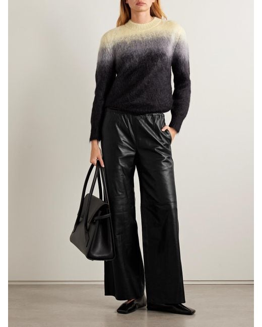 La Ligne Black Colby Hose Mit Weitem Bein Aus Leder