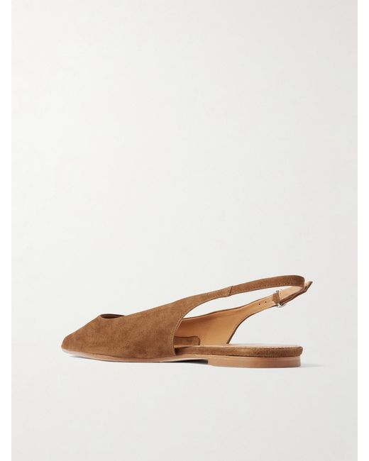 Aeyde White Annora Suede Slingback Flats