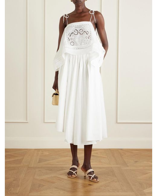 Self-Portrait White Embroidered Ramie Top