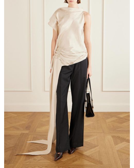 Kallmeyer Natural Elif Asymmetric Ruched Woven Blouse